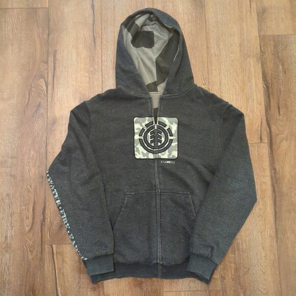 VTG Element Men Large Zip Up Hoodie Sweatshirt Camo Embroidered Logo Skater Y2K - Picture 1 of 9